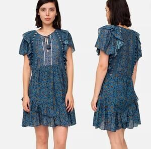SEA New York Women's Floral Mini Dress Sz 2 Kaylee Ruffle Tiered Skirt